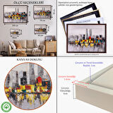 Beyaz Çerçeveli New York Şehir Manzarası Yağlıboya Görünüm Dekoratif Kanvas Duvar Tablosu