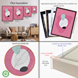 Kahverengi Çerçeveli Renkli Soyut Geometrik Şekiller Tablosu