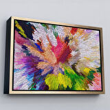 Kahverengi Çerçeveli Soyut Sanatsal Yağlıboya Görünüm Dekoratif Kanvas Duvar Tablosu