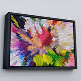 Kahverengi Çerçeveli Soyut Sanatsal Yağlıboya Görünüm Dekoratif Kanvas Duvar Tablosu