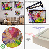 Kahverengi Çerçeveli Soyut Sanatsal Yağlıboya Görünüm Dekoratif Kanvas Duvar Tablosu