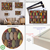 Altın Çerçeveli Mutfak Masasın da Baharatlar Dekoratif Kanvas Duvar Tablosu