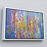 Siyah Çerçeveli Yüksel Dokulu Soyut Yağlıboya Görünüm Dekoratif Kanvas Duvar Tablosu