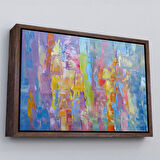 Siyah Çerçeveli Yüksel Dokulu Soyut Yağlıboya Görünüm Dekoratif Kanvas Duvar Tablosu