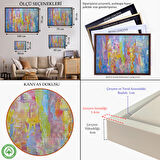 Siyah Çerçeveli Yüksel Dokulu Soyut Yağlıboya Görünüm Dekoratif Kanvas Duvar Tablosu