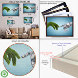 Altın Çerçeveli Doğa Ve Teknoloji Soyut Dekoratif Kanvas Duvar Tablosu