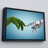 Siyah Çerçeveli Doğa Ve Teknoloji Soyut Dekoratif Kanvas Duvar Tablosu