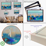 Siyah Çerçeveli Soyut Modern Sanat Yağlıboya Görünüm Dekoratif Kanvas Duvar Tablosu