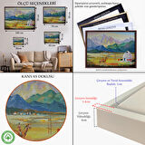 Kahverengi Çerçeveli Kazakistan da Bir Göçebe Çadırı Yağlıboya Görünüm Dekoratif Kanvas Duvar Tablosu