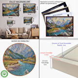 Siyah Çerçeveli Kafkas Dağları Manzaralı Yağlıboya Görünüm Dekoratif Kanvas Duvar Tablosu