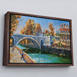 Kahverengi Çerçeveli Soçhi Nehri Rusya Yağlıboya Görünüm Dekoratif Kanvas Duvar Tablosu