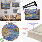 Kahverengi Çerçeveli Kafkas Dağları Manzaralı Yağlıboya Görünüm Dekoratif Tablo