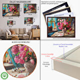 Siyah Çerçeveli Deniz Manzaralı Yağlıboya Görünüm Dekoratif Kanvas Tablo