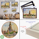 Kahverengi Çerçeveli Wat Arun Tapınağı Tayland Bangkok Dekoratif Kanvas Tablo