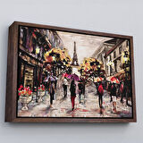 Kahverengi Çerçeveli Fransa Paris Eyfel Manzara Manzaralı Dekoratif Duvar Tablosu