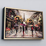 Kahverengi Çerçeveli Fransa Paris Eyfel Manzara Manzaralı Dekoratif Duvar Tablosu