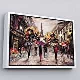 Kahverengi Çerçeveli Fransa Paris Eyfel Manzara Manzaralı Dekoratif Duvar Tablosu