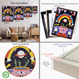 Beyaz Çerçeveli İkonik Pop Art Uzaylı Tablosu