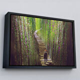 Kahverengi Çerçeveli Sarmaşıklar İçinde Yürüyen Şavaşçı Dekoratif Kanvas Duvar Tablosu