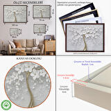 Altın Çerçeveli Beyaz Gelincik Ağacı Dekoratif Kanvas Duvar Tablosu