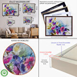 Kahverengi Çerçeveli Modern Sanat Soyut Çiçekler Dekoratif Kanvas Duvar Tablo