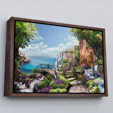 Altın Çerçeveli Eski İtalyan Evleri Yağlıboya Görünüm Dekoratif Kanvas Duvar Tablosu