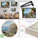 Altın Çerçeveli Eski İtalyan Evleri Yağlıboya Görünüm Dekoratif Kanvas Duvar Tablosu