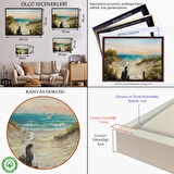 Beyaz Çerçeveli Kumsaldan Okyanusa Bir Yol Yağlıboya Görünüm Dekoratif Kanvas Duvar Tablosu