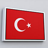 Altın Çerçeveli Türk Bayrağı Dekoratif Kanvas Duvar Tablosu