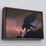 Altın Çerçeveli Ejderhasına El Uzatan Büyücü Sahnesi Dekoratif Tablo