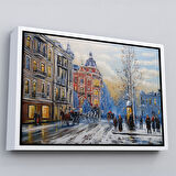 Altın Çerçeveli Ukrayna Kiev Eski Sokak Manzarası Dekoratif Duvar Tablosu