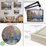 Kahverengi Çerçeveli Ukrayna Kiev Eski Sokak Manzarası Dekoratif Duvar Tablosu