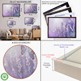 Kahverengi Çerçeveli Lavanta Çiçeğindeki Zarif Kelebekler Dekoratif Kanvas Duvar Tablosu