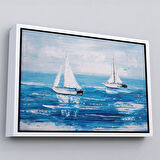Beyaz Çerçeveli Yaz Yelkenli Dekoratif Kanvas Duvar Tablosu
