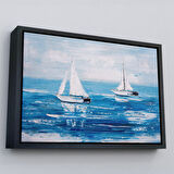 Beyaz Çerçeveli Yaz Yelkenli Dekoratif Kanvas Duvar Tablosu