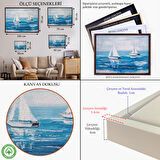 Beyaz Çerçeveli Yaz Yelkenli Dekoratif Kanvas Duvar Tablosu