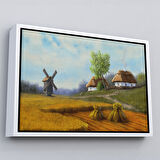 Siyah Çerçeveli Ukrayna Köy Manzarası Yağlıboya Görünüm Dekoratif Tablo