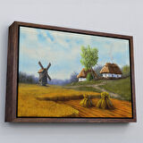 Siyah Çerçeveli Ukrayna Köy Manzarası Yağlıboya Görünüm Dekoratif Tablo