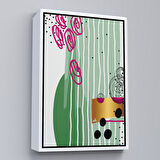 Kahverengi Çerçeveli Renkli Soyut Geometrik Şekiller Tablosu