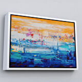 Siyah Çerçeveli Soyut Yağlıboya Görünüm Dekoratif Kanvas Duvar Tablosu