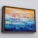 Siyah Çerçeveli Soyut Yağlıboya Görünüm Dekoratif Kanvas Duvar Tablosu