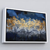 Kahverengi Çerçeveli Geceyarısı Orman Manzarazı Yağlıboya Görünüm Dekoratif Tablo