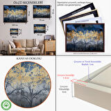 Kahverengi Çerçeveli Geceyarısı Orman Manzarazı Yağlıboya Görünüm Dekoratif Tablo