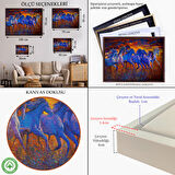 Siyah Çerçeveli Koşan Atlar Dekoratif Kanvas Duvar Tablosu