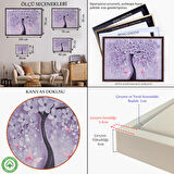 Beyaz Çerçeveli Mavi İnci Çiçekler ve Kelebekler Dekoratif Kanvas Duvar Tablosu