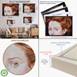 Altın Çerçeveli Kızıl Saçlı Kadın Yağlıboya Görünüm Dekoratif Tablo