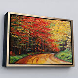 Siyah Çerçeveli Orman Yolu Yağlıboya Görünüm Dekoratif Kanvas Duvar Tablosu