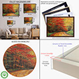 Siyah Çerçeveli Orman Yolu Yağlıboya Görünüm Dekoratif Kanvas Duvar Tablosu