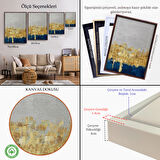 Altın Çerçeveli Mavi ve Altın Detaylı Modern Tablo