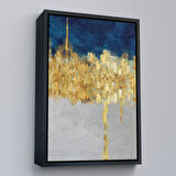 Altın Çerçeveli Mavi ve Altın Detaylı Modern Tablo